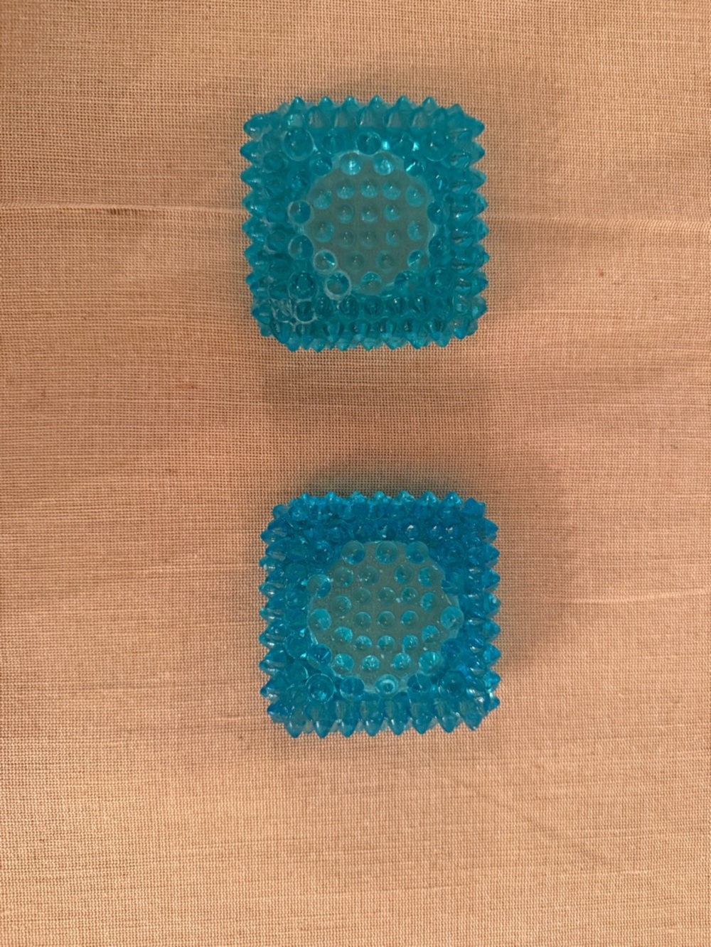 Blue Glass Hobnail Tea Light Holders - Set of 2